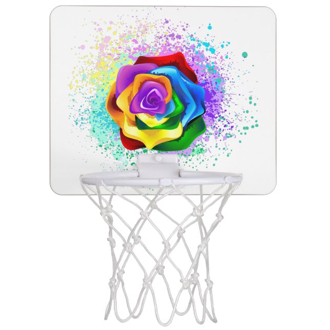Colorful Rainbow Rose Mini Basketball Hoop (Front)