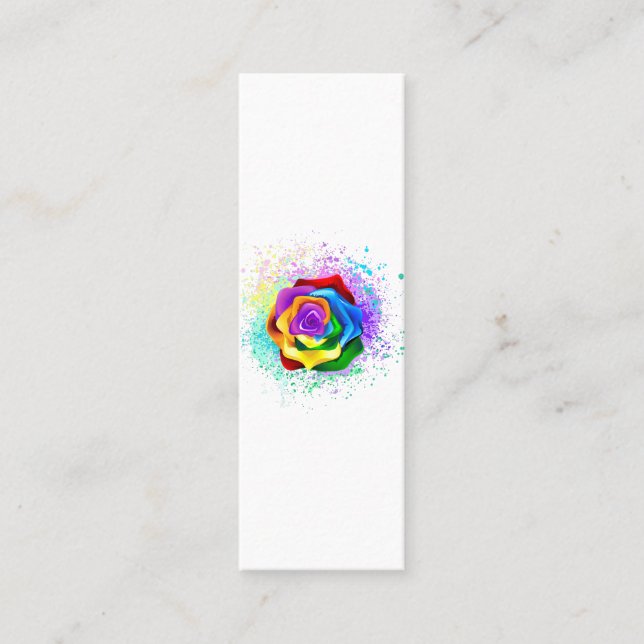 Colorful Rainbow Rose Mini Business Card (Front)