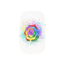 Colorful Rainbow Rose Minx Nail Art
