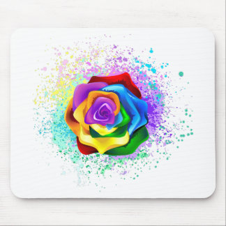 Colorful Rainbow Rose Mouse Pad