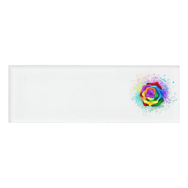 Colorful Rainbow Rose Name Tag (Front)