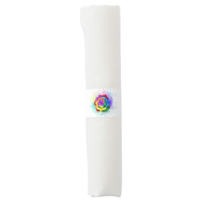 Colorful Rainbow Rose Napkin Bands (Front)