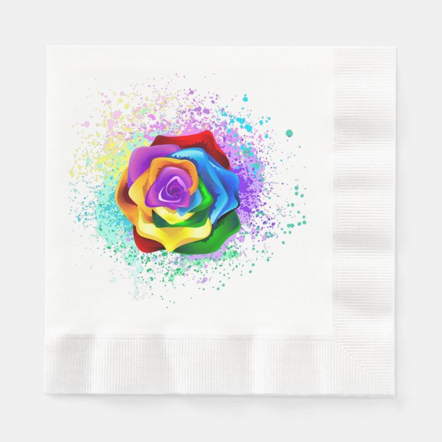 Colorful Rainbow Rose Napkins (Front)