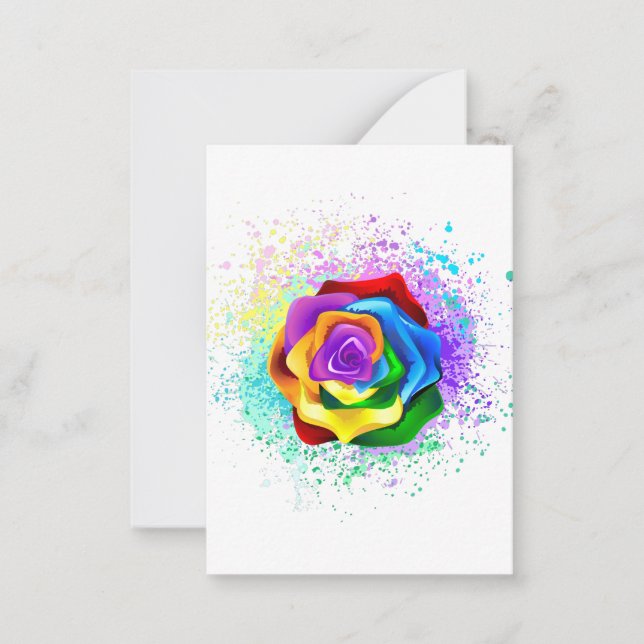 Colorful Rainbow Rose Note Card (Front)