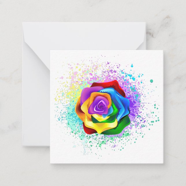 Colorful Rainbow Rose Note Card (Front)
