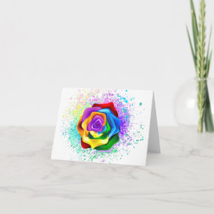 Colorful Rainbow Rose Note Card