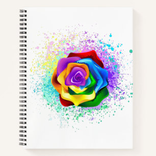 Colorful Rainbow Rose Notebook