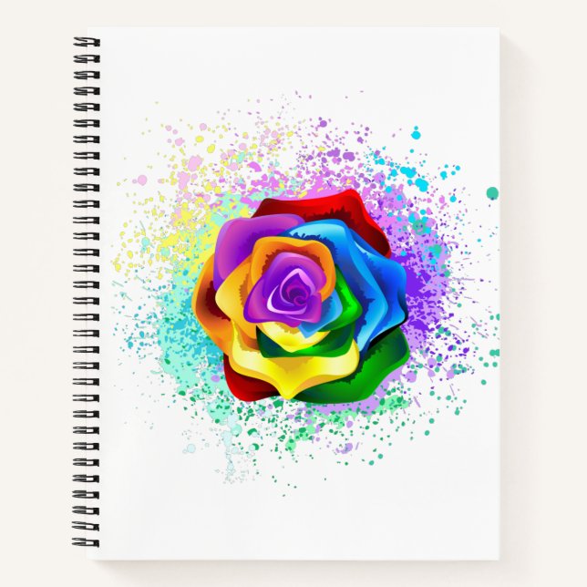 Colorful Rainbow Rose Notebook (Front)