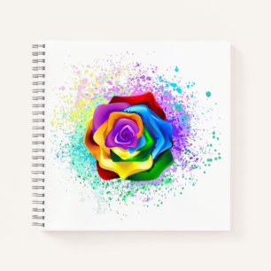 Colorful Rainbow Rose Notebook