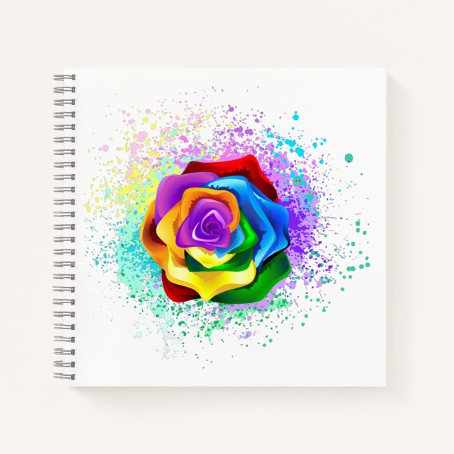 Colorful Rainbow Rose Notebook (Front)