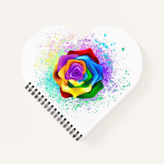 Colorful Rainbow Rose Notebook (Front)
