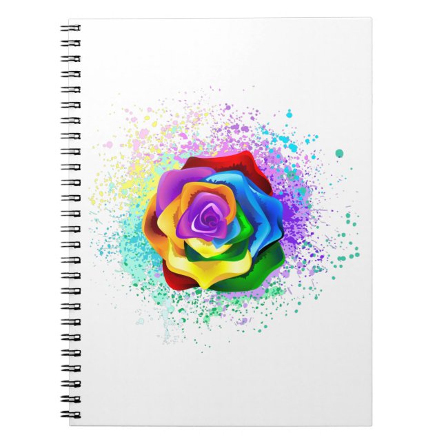Colorful Rainbow Rose Notebook (Front)
