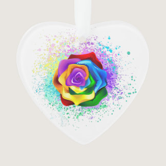 Colorful Rainbow Rose Ornament