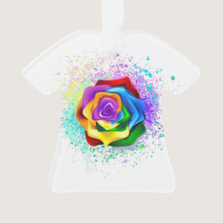 Colorful Rainbow Rose Ornament
