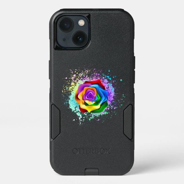 Colorful Rainbow Rose Otterbox iPhone Case (Back)