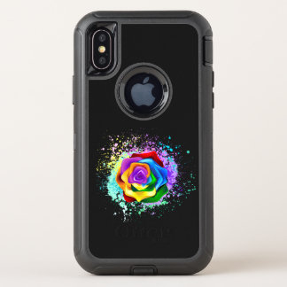 Colorful Rainbow Rose OtterBox Defender iPhone XS Case