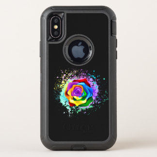 Colorful Rainbow Rose OtterBox Defender iPhone X Case