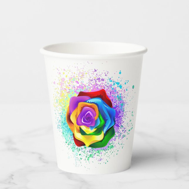 Colorful Rainbow Rose Paper Cups (Front)