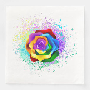 Colorful Rainbow Rose Paper Dinner Napkins