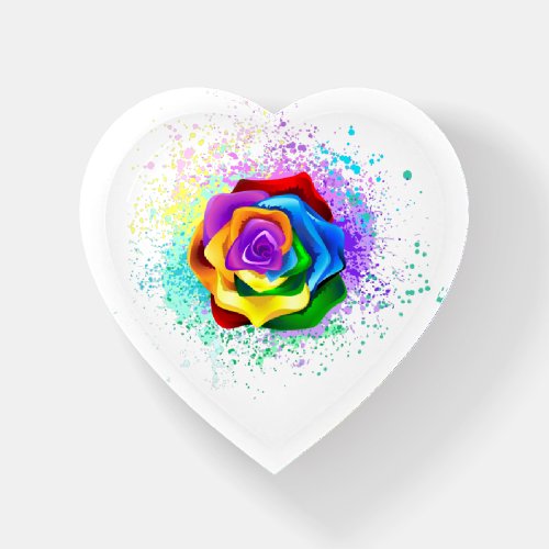 Colorful Rainbow Rose Paperweight