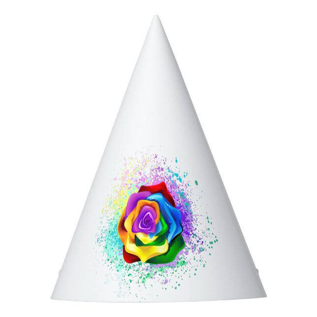 Colorful Rainbow Rose Party Hat (Front)