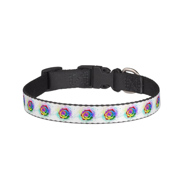 Colorful Rainbow Rose Pet Collar (Front)