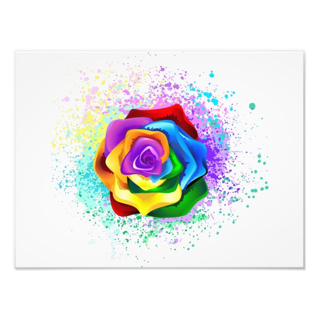 Colorful Rainbow Rose Photo Print (Front)