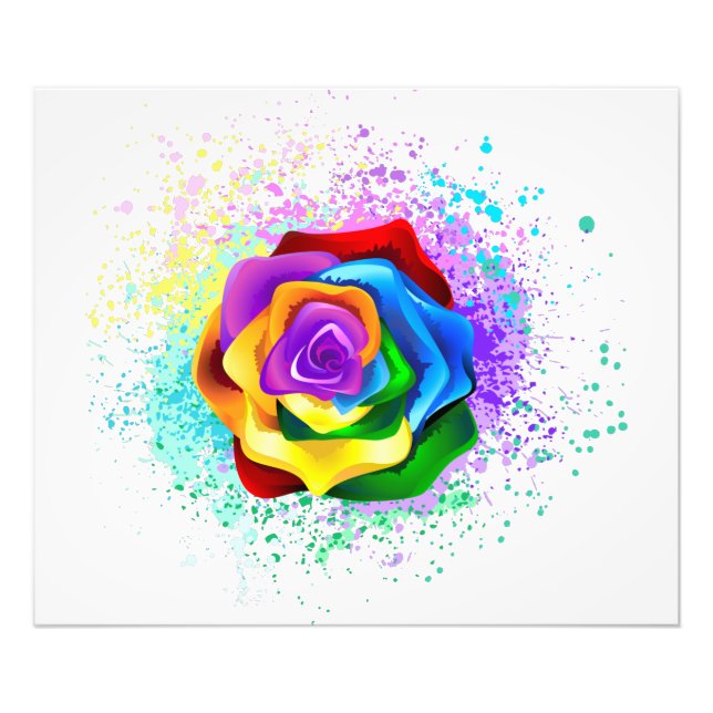 Colorful Rainbow Rose Photo Print (Front)