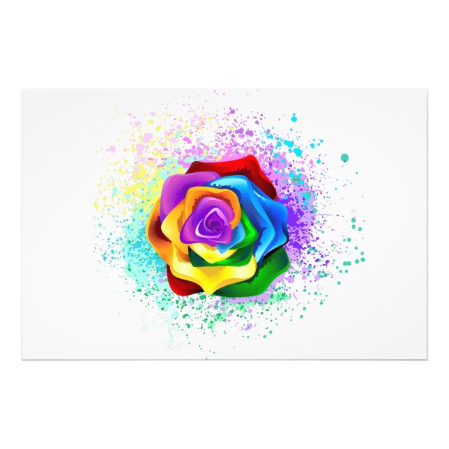 Colorful Rainbow Rose Photo Print (Front)