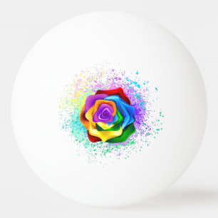 Colorful Rainbow Rose Ping Pong Ball