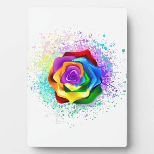 Colorful Rainbow Rose Plaque
