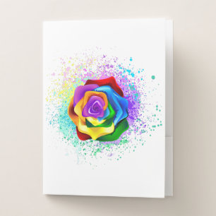 Colorful Rainbow Rose Pocket Folder