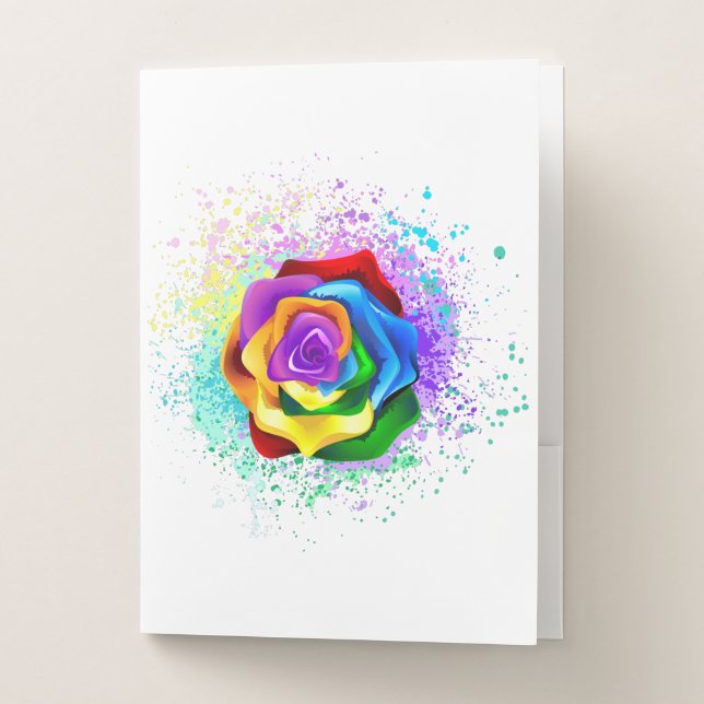 Colorful Rainbow Rose Pocket Folder (Front)