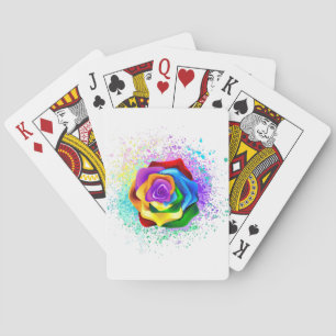 Colorful Rainbow Rose Poker Cards