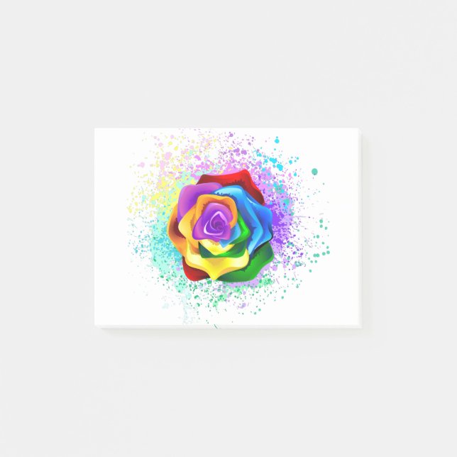 Colorful Rainbow Rose Post-it Notes (Front)