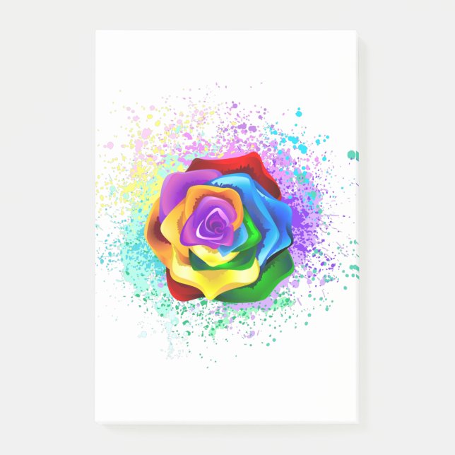 Colorful Rainbow Rose Post-it Notes (Front)