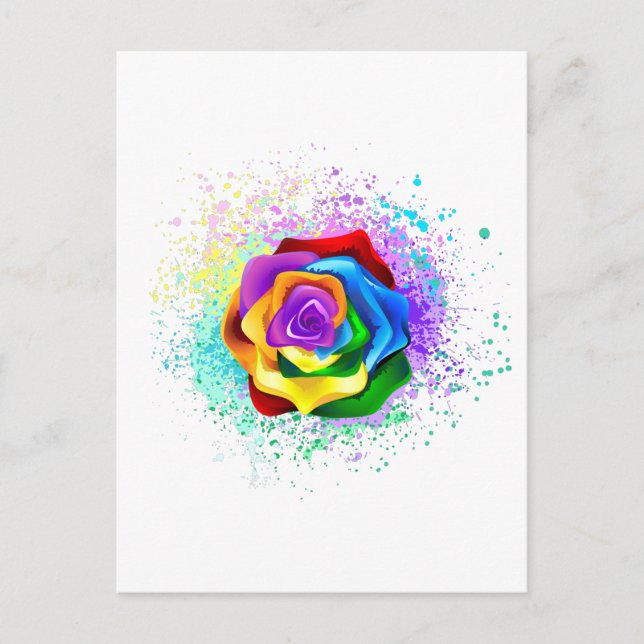 Colorful Rainbow Rose Postcard (Front)