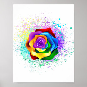 Colorful Rainbow Rose Poster