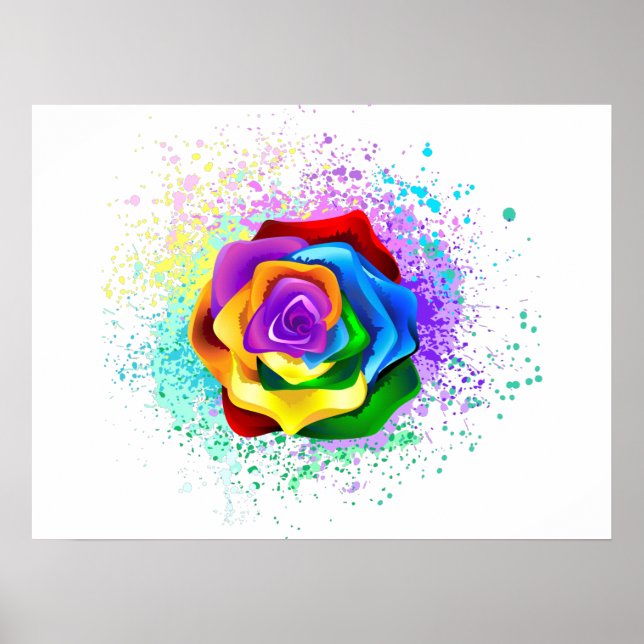 Colorful Rainbow Rose Poster (Front)