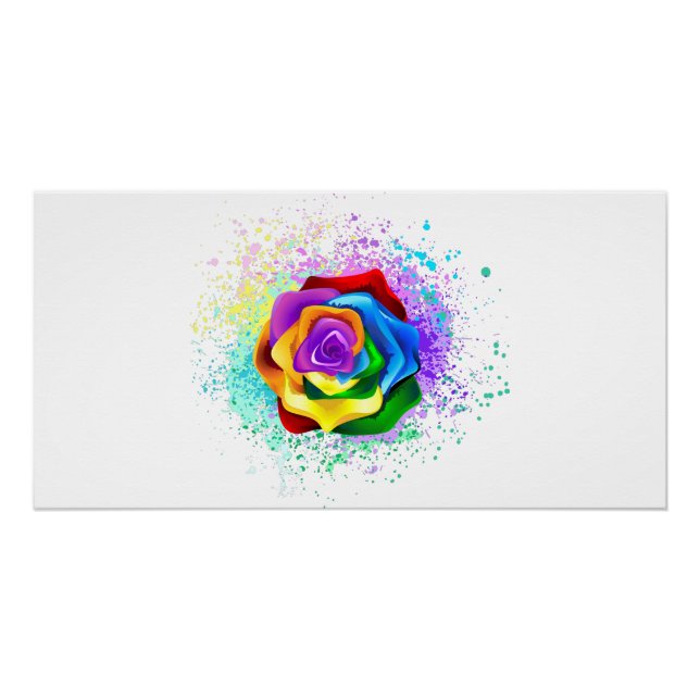 Colorful Rainbow Rose Poster (Front)