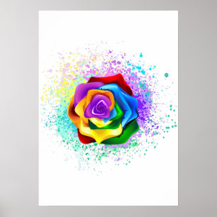 Colorful Rainbow Rose Poster