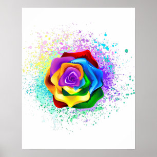 Colorful Rainbow Rose Poster