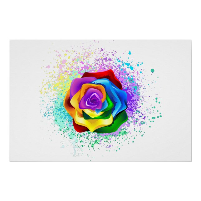 Colorful Rainbow Rose Poster (Front)
