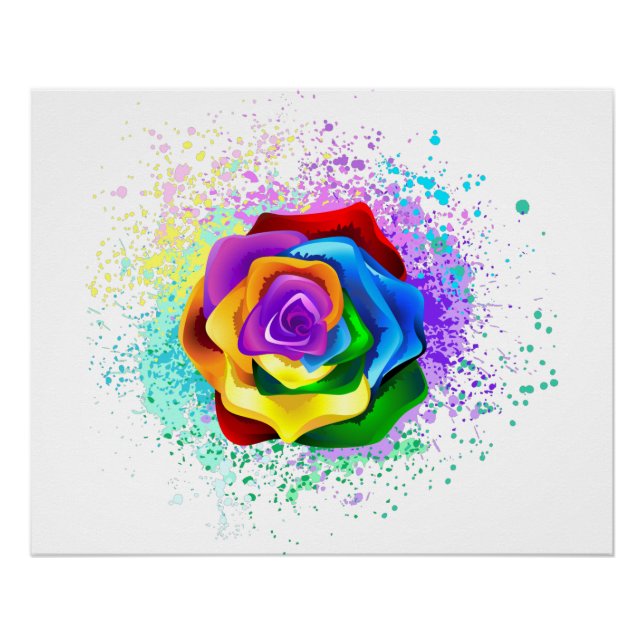 Colorful Rainbow Rose Poster (Front)
