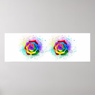 Colorful Rainbow Rose Poster