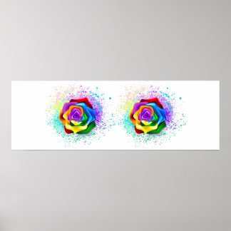 Colorful Rainbow Rose Poster