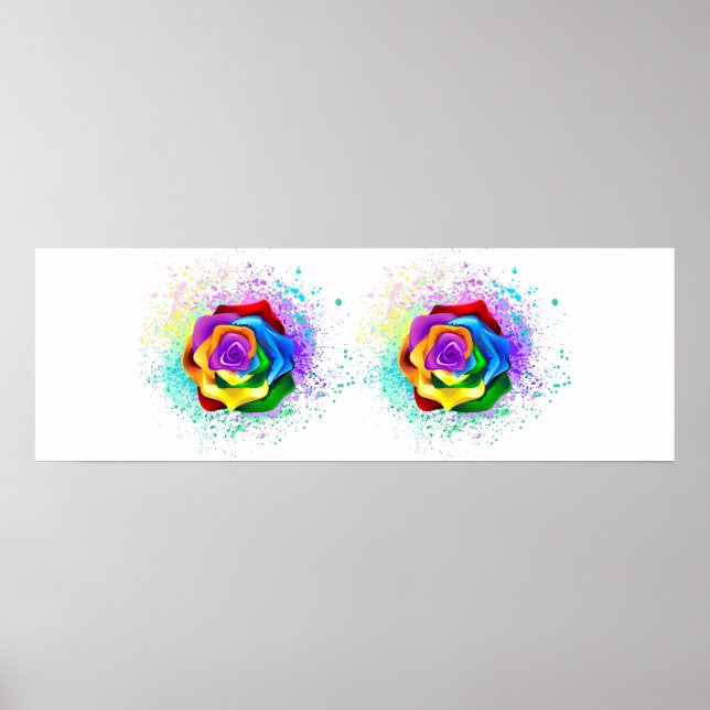 Colorful Rainbow Rose Poster (Front)