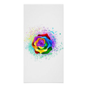 Colorful Rainbow Rose Poster