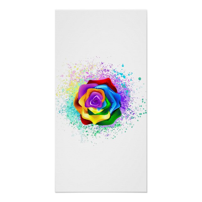 Colorful Rainbow Rose Poster (Front)