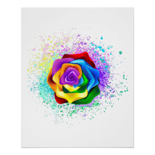 Colorful Rainbow Rose Poster